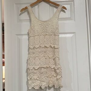 Urban Outfitters Staring at Stars Ivory Crochet Mini Dress
